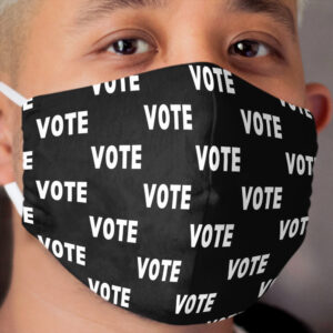 Vote Print Pattern - Black & White Cloth Face Mask