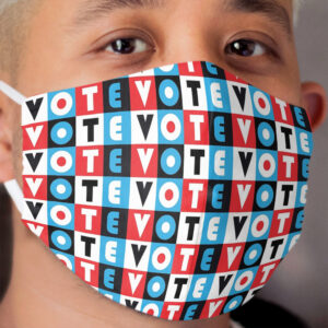 Vote small scale plaid red, white, blue, and black Cloth Face Mask