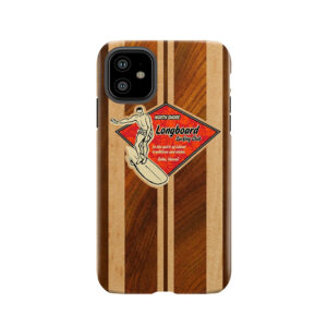 Waimea Hawaiian Faux Koa Wood Surfboard Tough Phone Case