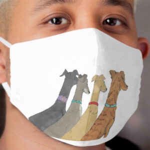 Waiting - Four Greyhounds Looking out the Window Cloth Face Mask