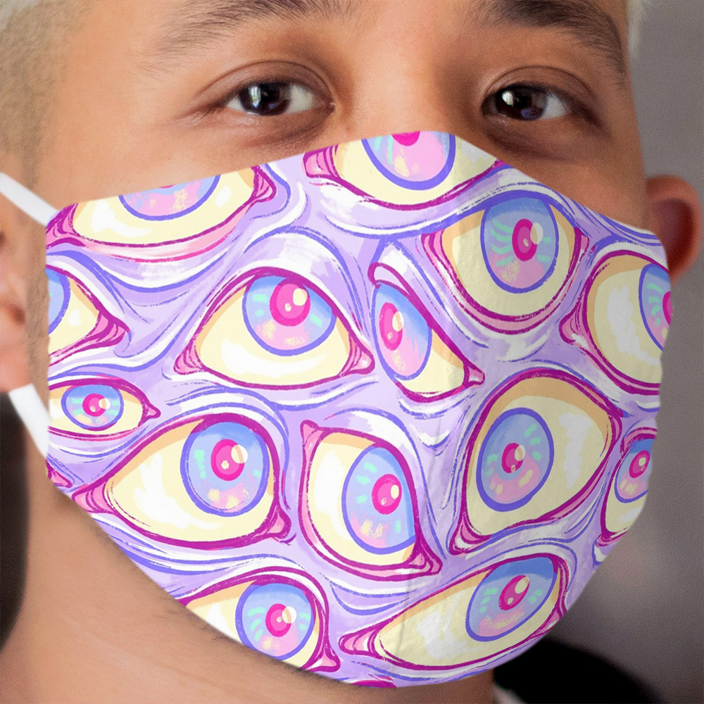 Wall of Eyes in Purple Cloth Face Mask