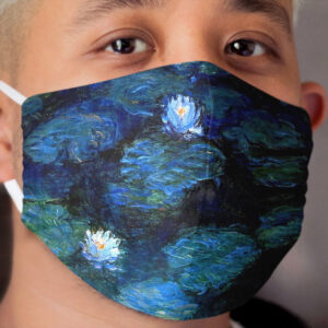 Water Lilies Monet deep blue Cloth Face Mask