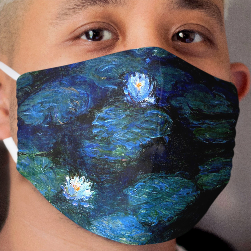 Water Lilies Monet deep blue Cloth Face Mask