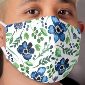 Watercolor Amemones and Greenery Cloth Face Mask