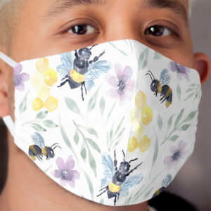 Watercolor Bee Pollinators with florals Cloth Face Mask