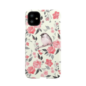 Watercolor Floral Background With Cute Bird /2 Phone Case