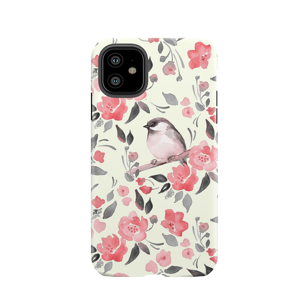 Watercolor Floral Background With Cute Bird /2 Tough Phone Case
