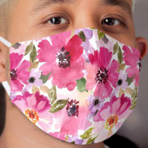 Watercolor Flowers Pink Fuchsia Cloth Face Mask