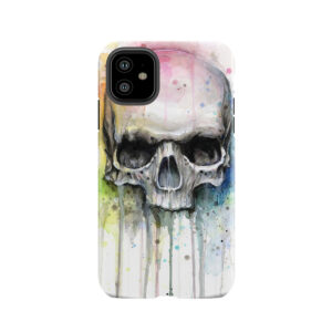Watercolor Skull Rainbow Colorful Painting Tough Phone Case