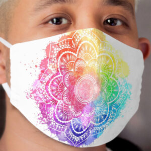 Watercolor Splash Mandala white background Cloth Face Mask