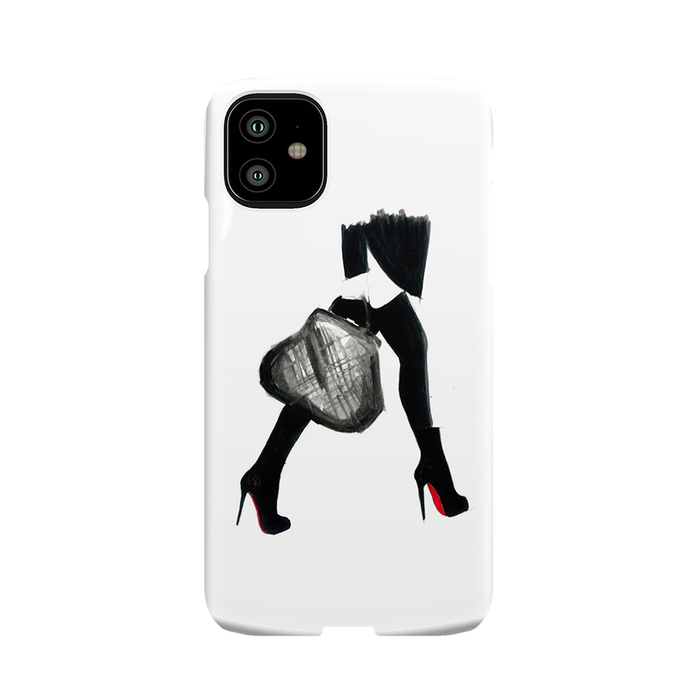 Watercolour & Ink Fashion Illustration Titled I Love Louboutin Phone Case