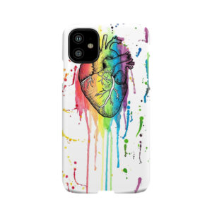 Watercolour And Pen Rainbow Anatomical Heart Phone Case