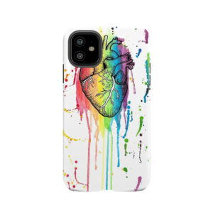 Watercolour And Pen Rainbow Anatomical Heart Tough Phone Case
