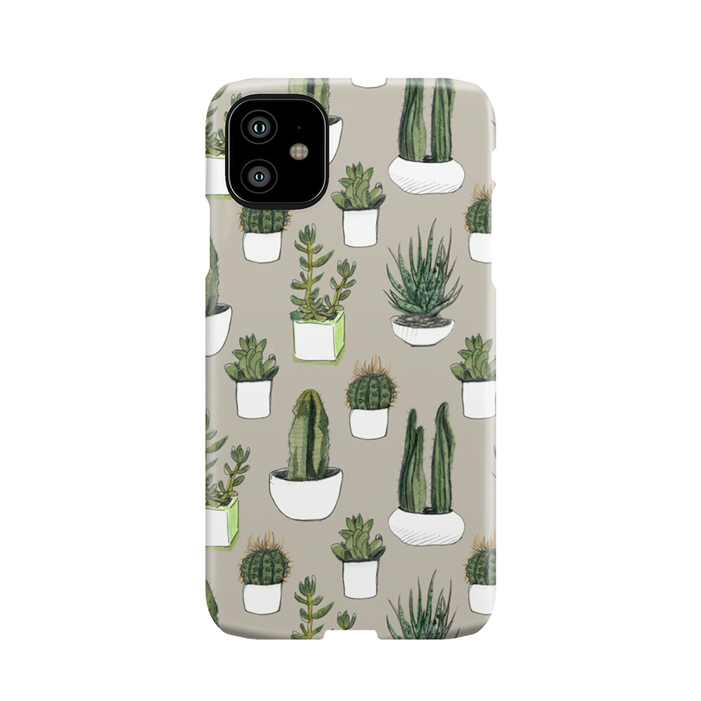 Watercolour Cacti & Succulents - Beige Phone Case