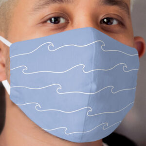 Waves & Lines - Pattern - Light Blue Cloth Face Mask