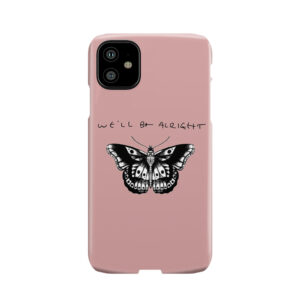 We'Ll Be Alright Harry Styles Handwriting And Butterfly Tattoo Sticker Pink Phone Case
