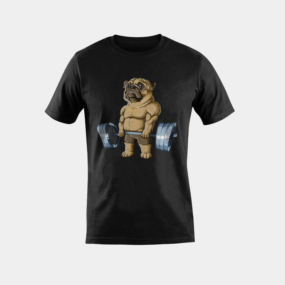 Weightlifting Pug Deadlifting Pug Powerlifting Workout Gym T-Shirt