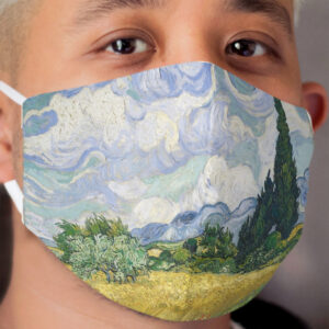 wheat field with cypresses Cloth Face Mask