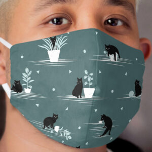 When the Black Cat is Alone at Home (Dark Green) Cloth Face Mask