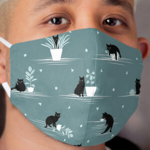 When the Black Cat is Alone at Home (Light Green) Cloth Face Mask