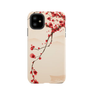 Whimsical Red Cherry Blossom Tree Tough Phone Case