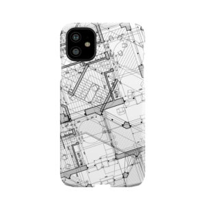White And Black Vintage Blueprint Phone Case