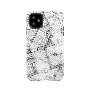 White And Black Vintage Blueprint Tough Phone Case