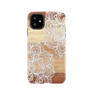 White Doodles On Blonde Wood Tough Phone Case