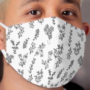 White Floral Pattern Cloth Face Mask