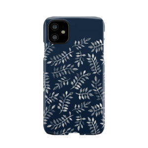 White Leaves On Navy - A Hand Painted Pattern Phone Case