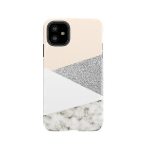 White Marble And Silver Glitter Tough Phone Case