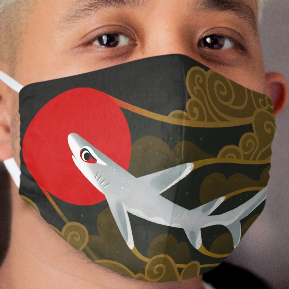 White Tip Reef Shark Cloth Face Mask