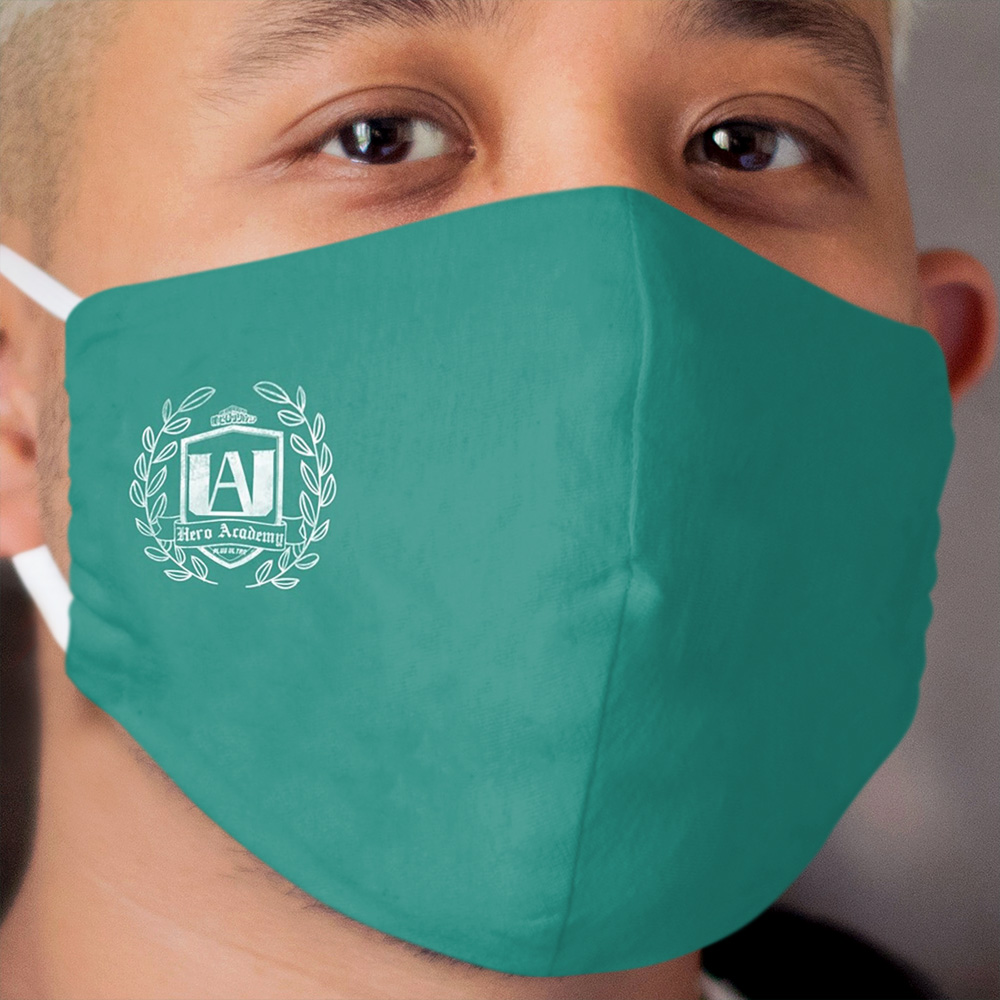 White UA High School Crest Deku Cloth Face Mask