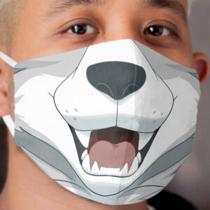White Wolf Mouth Cloth Face Mask