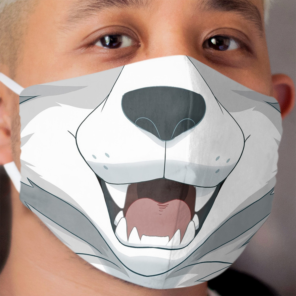 White Wolf Mouth Cloth Face Mask