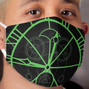 Wicked Clock Set Design - Green Cloth Face Mask