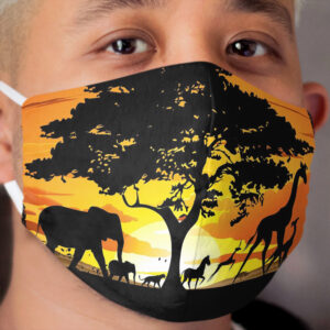 Wild Animals on African Savanna Sunset Cloth Face Mask