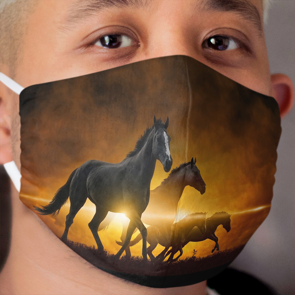 Wild Black Horses Cloth Face Mask