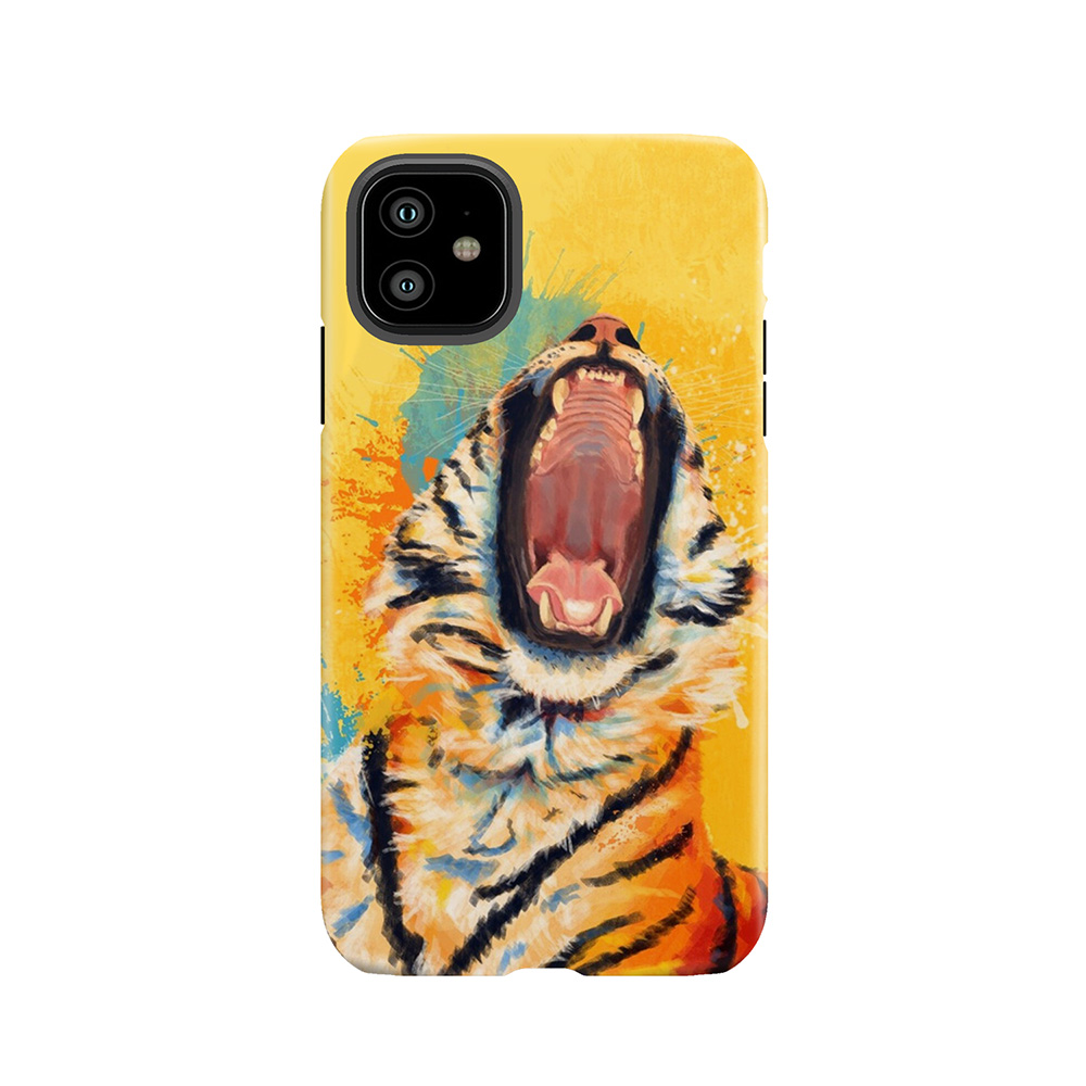 Wild Yawn - Tiger Portrait, Colorful Tiger, Animal Illustration Tough Phone Case