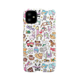 Winter Animals With Scarves Doodle Phone Case