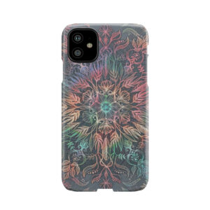 Winter Sunset Mandala In Charcoal, Mint And Melon Phone Case