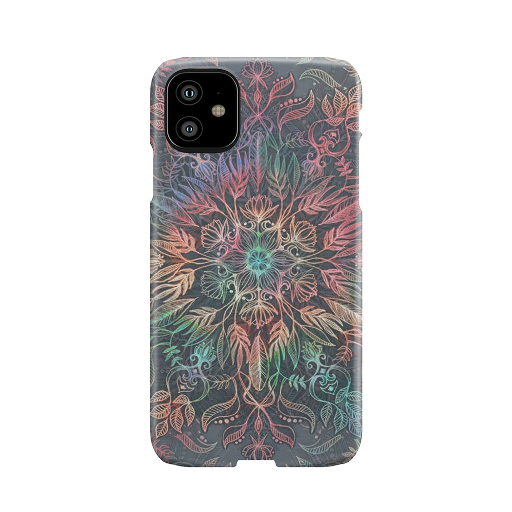 Winter Sunset Mandala In Charcoal, Mint And Melon Phone Case