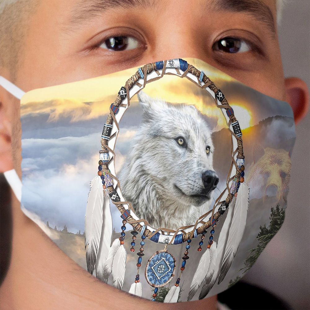 Wolf, Bear and Dream Catcher Cloth Face Mask