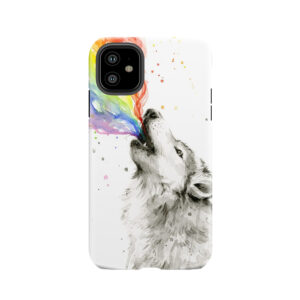 Wolf Howling Rainbow Tough Phone Case