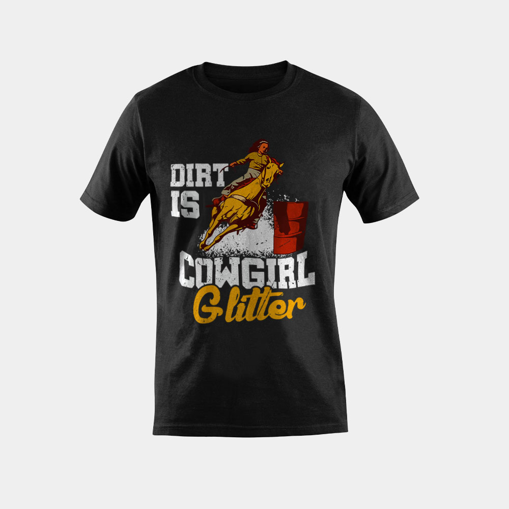 Womens Dirt Is Cowgirl Glitter Barrel Racing T-Shirt
