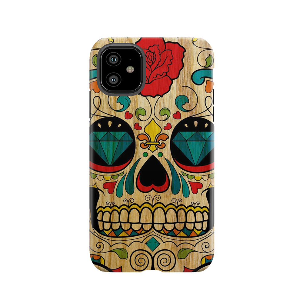 Wood Sugar Skull Tough Phone Case