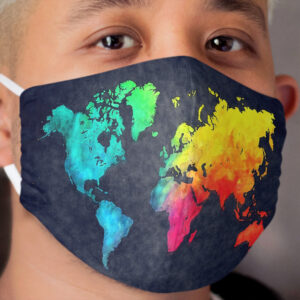 world map watercolor 6 #map #worldmap Cloth Face Mask
