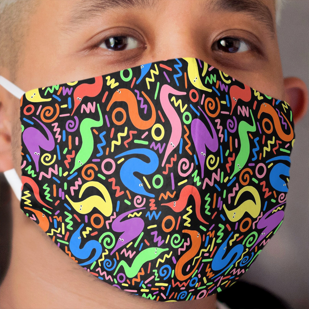 Worm on a String Retro Bowling Alley Carpet Cloth Face Mask