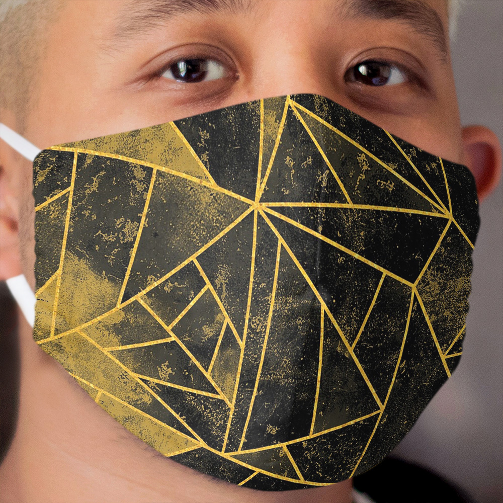 Yellow and Black Modern Geometric Colors Cloth Face Mask