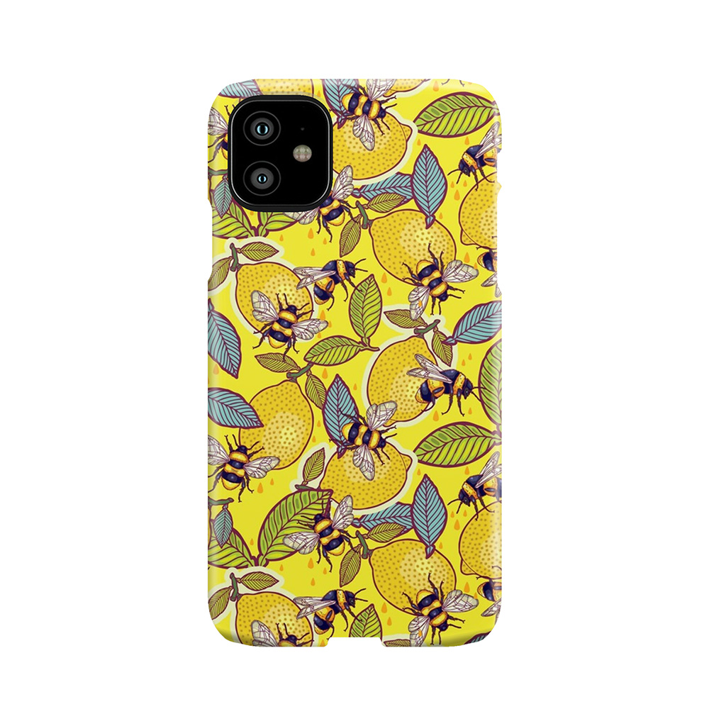 Yellow Lemon And Bee Garden. Phone Case